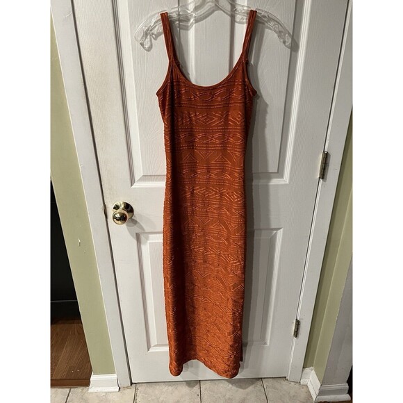 Shape FX Maxi Dress Womens 6 Geometric Embossed Side Slit Shelf Bra Stretch Sexy - Picture 7 of 7